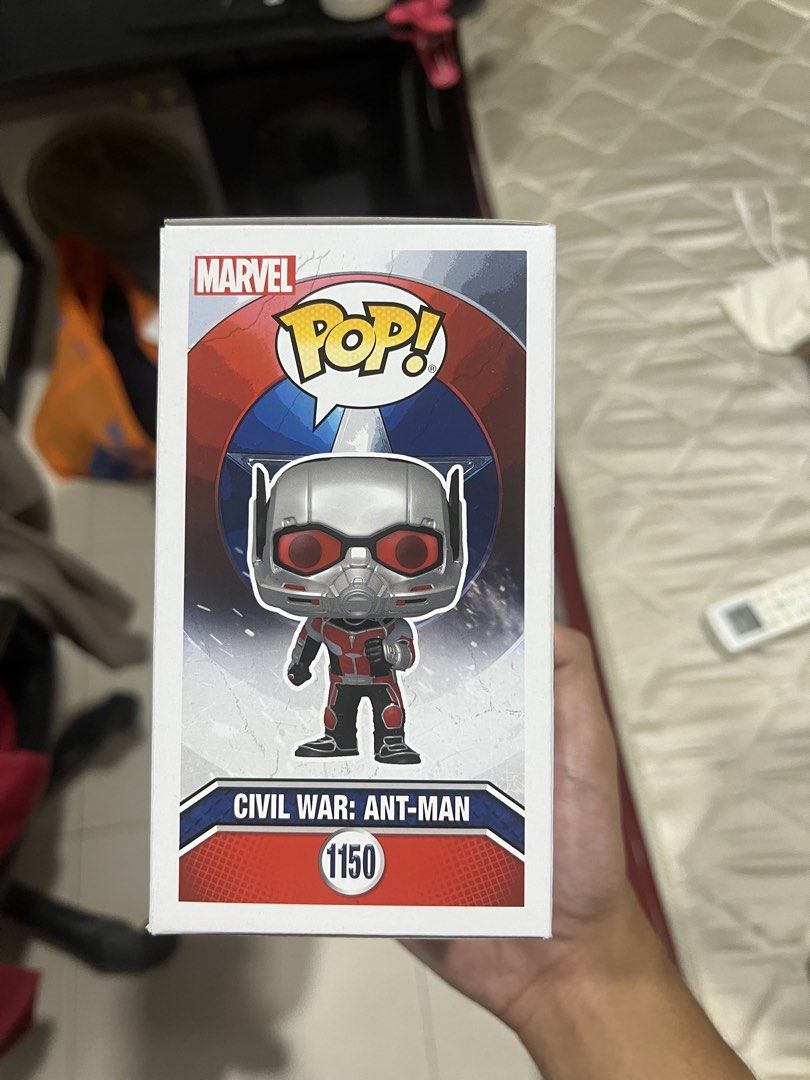 Funko Pop Marvel Civil War Ant-Man 1150 & Hawkeye 1211 (Category: Fan Merchandise) located in Kuala Lumpur. Submitted by uchihadaffy (Listing ID 1447159952, Image 2). Description: Selling two Funko Pop figures. First is Ant-Man from Civil War, number 1150. Second is Hawkeye from Disney+, number 1211. Both are in their original boxes. Great collectibles for Marvel fans. Grab them both!.