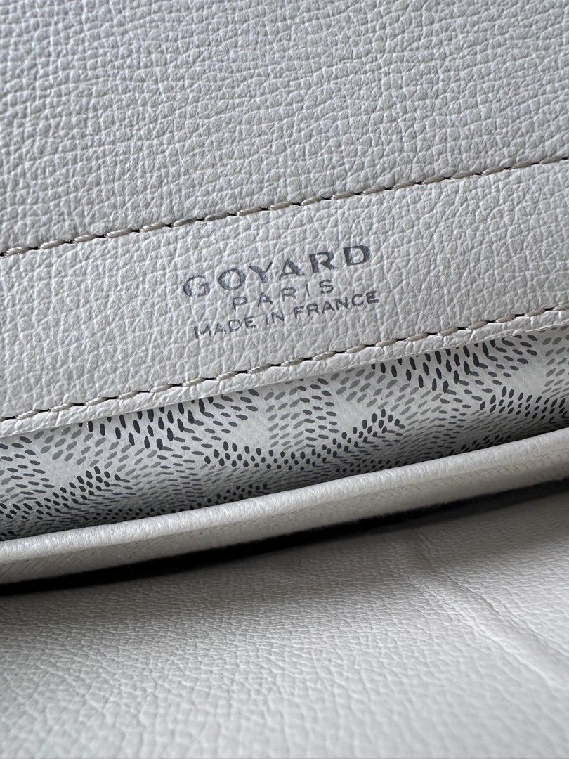 Goyard Rouette White Monogram Handbag (Category: Luxury Bags & Wallets) located in San Juan City. Submitted by jaziman20249087 (Listing ID 1447243325, Image 3). Description: Guaranteed authentic Classic white with signature monogram patternMagnetic flap closure Linen and cotton interior Adjustable shoulder strap Measures L12in x H9in x W6in Includes dust bag Ideal for daily use Signs of gentle use.