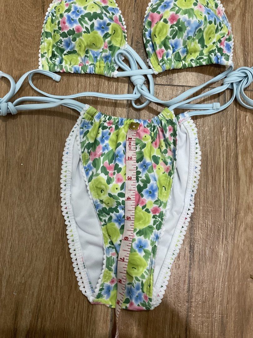Green Blue Pink Laced Floral Bikini (Category: Bikinis & Swimsuits) located in Manila. Submitted by docluttering (Listing ID 1447143681, Image 3). Description: Bought for 800, once used only .
