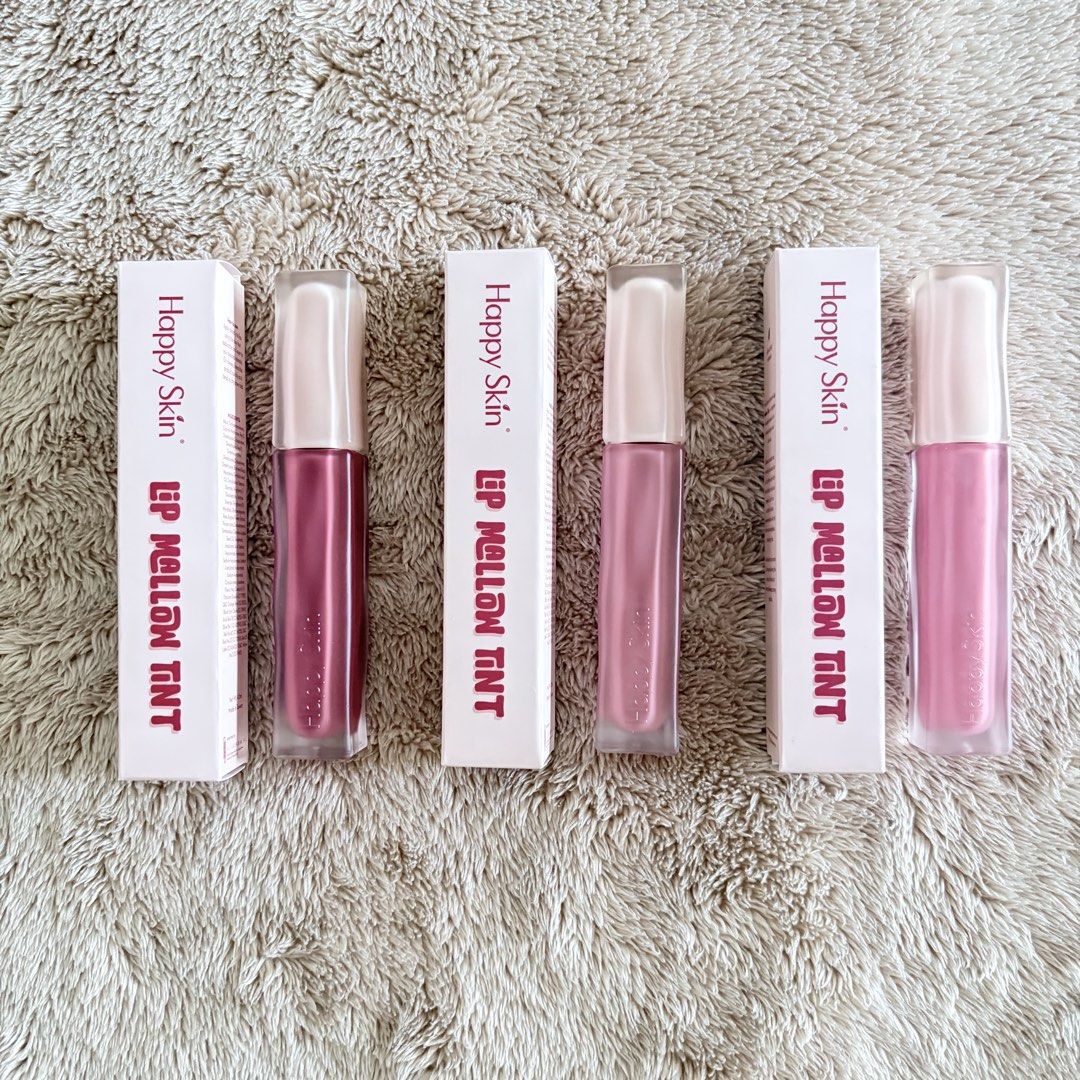 Happy Skin Lip Mallow (Category: Makeup) located in San Juan City. Submitted by _ands_ (Listing ID 1447168448, Image 1). Description: - 180/EACH - All used 2x - Shades: Taffy (Available) Mochi (SOLD) Skinny Dipping (Available).