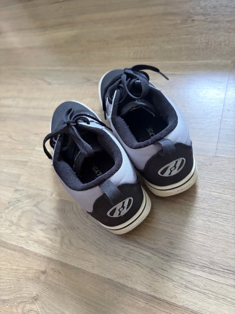 Heelys Roller Shoes Black Grey (Category: Sneakers) located in Pasig City. Submitted by isaselle (Listing ID 1447164865, Image 3). Description: Rfs - i give up 😭😭😭 - Heelys roller shoes - Color: Black and Grey - Size: Youth 5, EUR 38, UK 5, CM 24 - Closure: Lace-up - Feature: Wheels integrated into the soles - Perfect for skating and cruising - Condition: Minor scuffs from normal use.