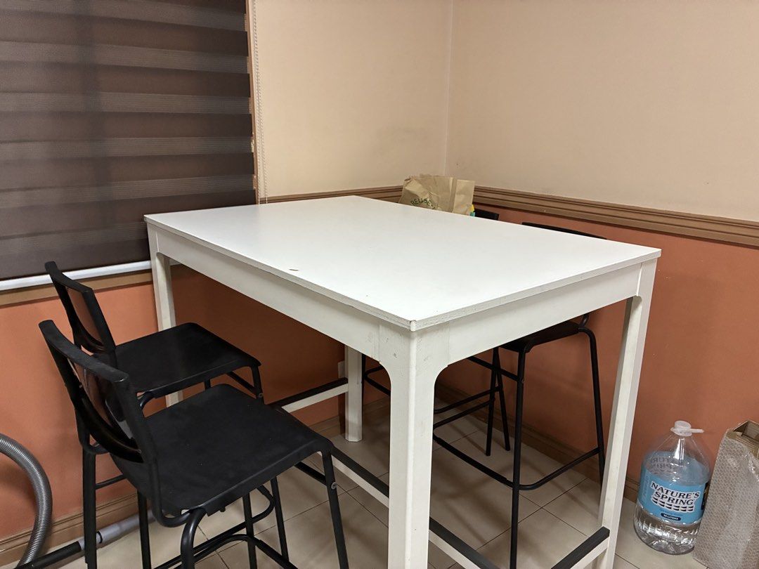 IKEA ELEDALEN Bar Dining Table (Category: Tables & Sets) located in Quezon City. Submitted by danmarkarqueza (Listing ID 1447177083, Image 2). Description: FOR SALE: IKEA EKEDALEN Bar Dining Table Bought April 20 2023 with e receipt from IKEA Dimension: 120x80x105 Well-maintained and still very presentable. Sturdy and durable, with only minor scratches from normal use. The scratches are cosmetic and can easily be touched up or repainted if desire