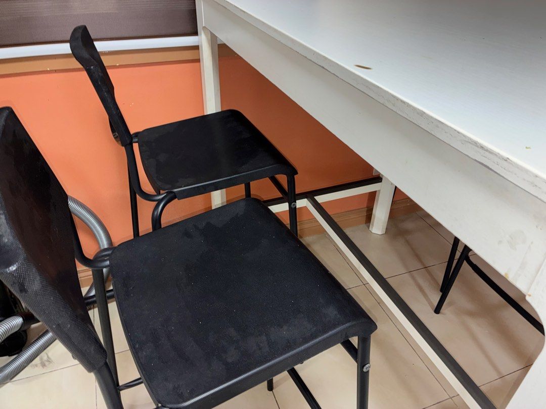 IKEA Stig Bar Stool High Chair 4 pcs (Category: Chairs) located in Quezon City. Submitted by danmarkarqueza (Listing ID 1447177364, Image 2). Description: FOR SALE: IKEA Bar Chairs / High Chairs (4 pcs) Bought April 24, 2023, with IKEA e-receipt. Well-maintained and still very presentable. The chairs are sturdy and durable with no cracks or structural issues. One or more chairs may wobble slightly due to loose screws, but this can easily be fixed