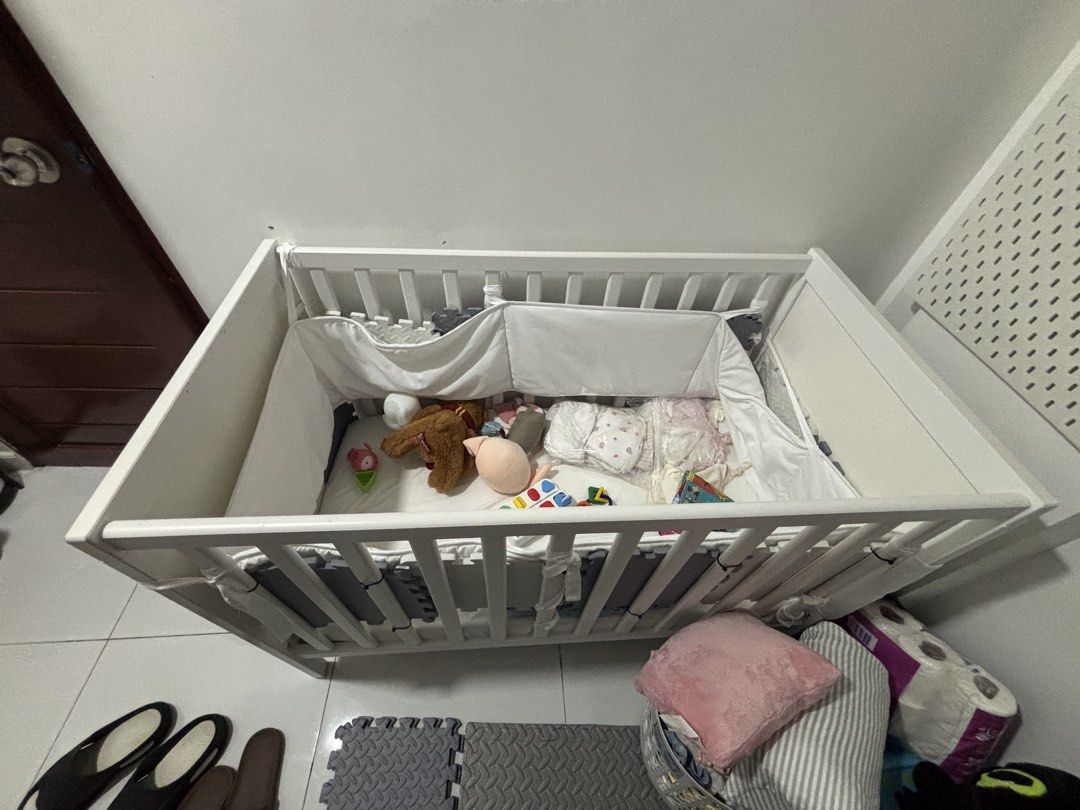IKEA Sundvik Crib (Category: Cots & Cribs) located in Makati City. Submitted by katrina_00 (Listing ID 1447211992, Image 2). Description: See photos from Ikea website. Purchased straight from Ikea in June 2025. Barely used except for toys. Has minor scratches, in photos as well. No inclusions (Mattress not included).