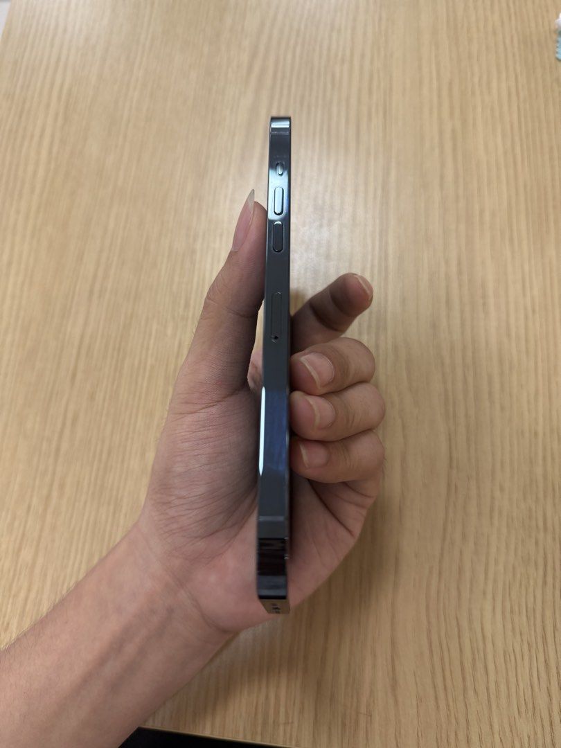 IPHONE 12 Pro Max 128GB PACIFIC BLUE LIKE NEW (Category: iPhone 12 Series) located in Quezon City. Submitted by marcothegreat1992 (Listing ID 1447116462, Image 2). Description: For Sale: Iphone 12 Pro Max 128GB Pacific Blue Like new condition! Factory Unlocked Local Variant LL/A Model No Sim Restrictions IOS 26.5 (Latest Update) 78% Battery Health Original (Sobrang kunat, 2 days pa ako bago mag charge ulit) True Tone and Face ID Working Bought Fr