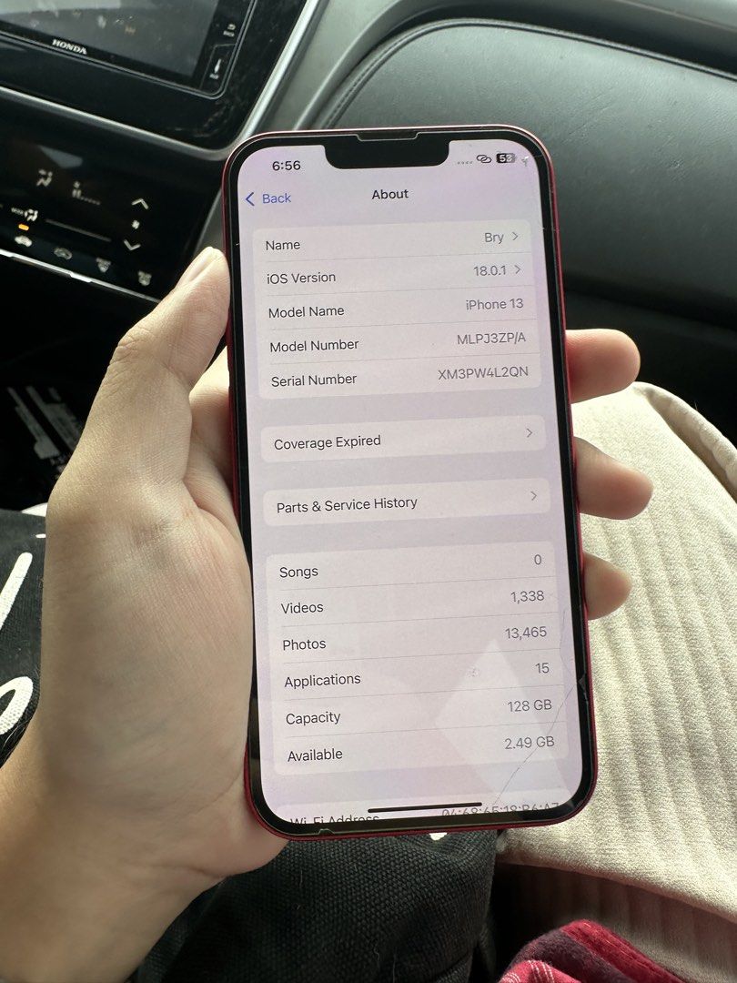 Iphone 13 128gb (Category: iPhone 13 Series) located in Caloocan City. Submitted by brianpena272997 (Listing ID 1447290606, Image 3). Description: - iPhone 13 - 128GB Storage -factory unlocked -openline -local variant - Stunning Red Color - meetup -negotiable issue: with minimal scratches batt health at 58% .