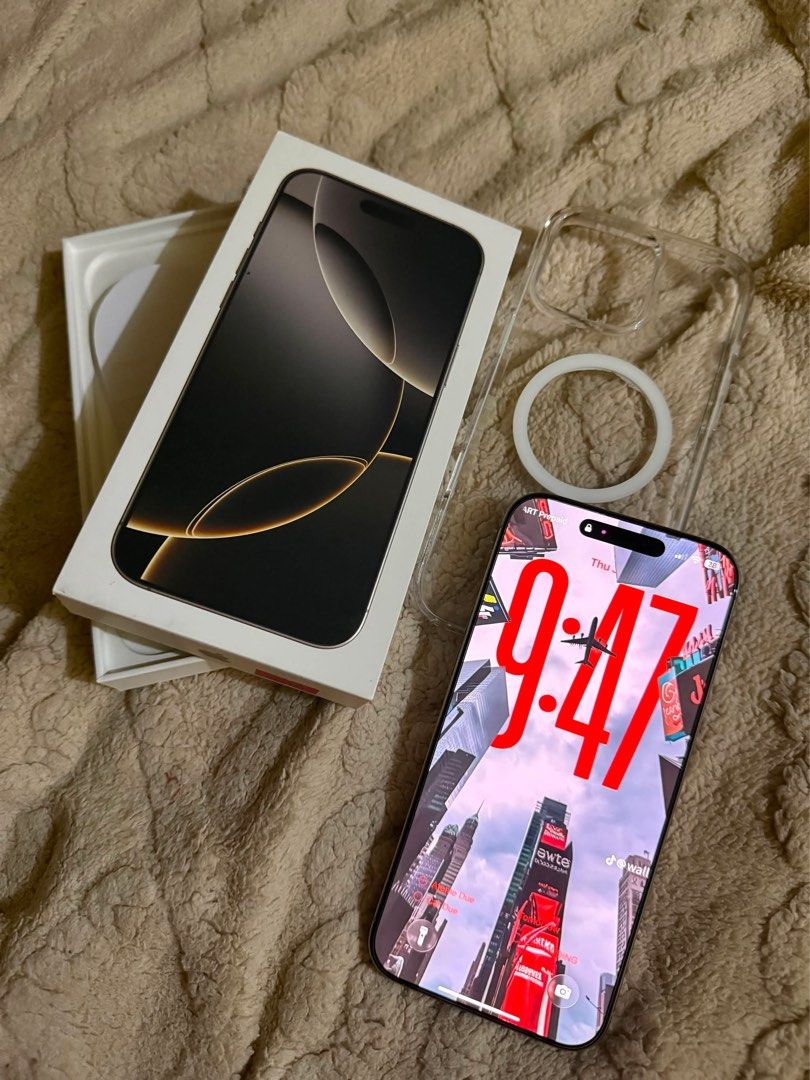 IPHONE 16PROMAX 256GB w/ receipt (Category: iPhone 16 Series) located in Taguig. Submitted by colecole2 (Listing ID 1446897531, Image 2). Description: iPhone 16 Pro Max 256GB Natural Titanium First owner Factory Unlocked Bought from Power Mac Center 90% Battery Health Good as new No issues, all working smoothly Complete package Comes with: • Original box • Original charging cord • Original receipt • Free case • Tempered glass (installed) Selling 