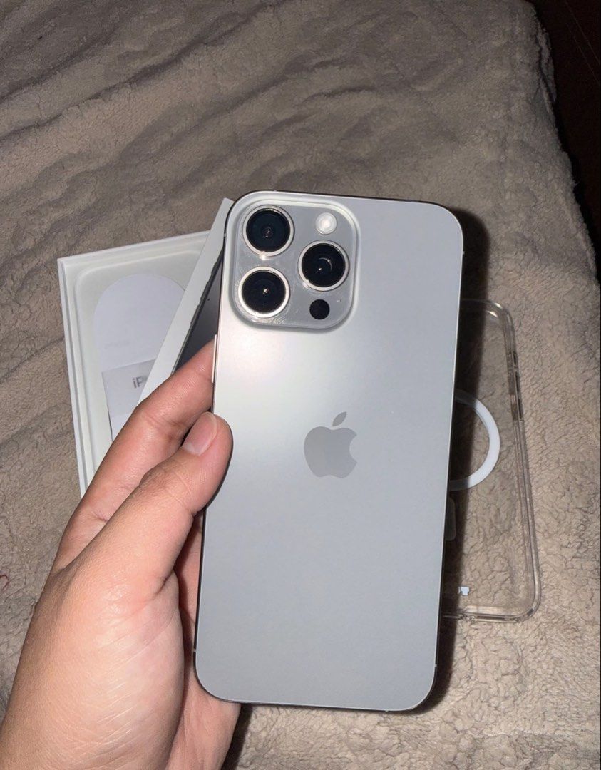 IPHONE 16PROMAX 256GB w/ receipt (Category: iPhone 16 Series) located in Taguig. Submitted by colecole2 (Listing ID 1446897531, Image 1). Description: iPhone 16 Pro Max 256GB Natural Titanium First owner Factory Unlocked Bought from Power Mac Center 90% Battery Health Good as new No issues, all working smoothly Complete package Comes with: • Original box • Original charging cord • Original receipt • Free case • Tempered glass (installed) Selling 