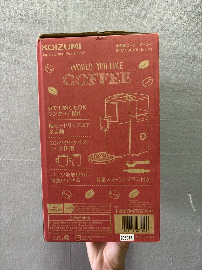 Koizumi Automatic Coffee Maker (Category: Coffee Machines & Makers) located in Manila. Submitted by amrtn (Listing ID 1447117260, Image 3). Description: NEGOTIABLE Drip coffee type Makes one to two cups Perfect for residential or small office use 300ml Capacity Voltage: 230 V Material: Plastic body with stainless accents Dimensions: W 25.7 cm x H 20.8 cm x D 14.7 cm.