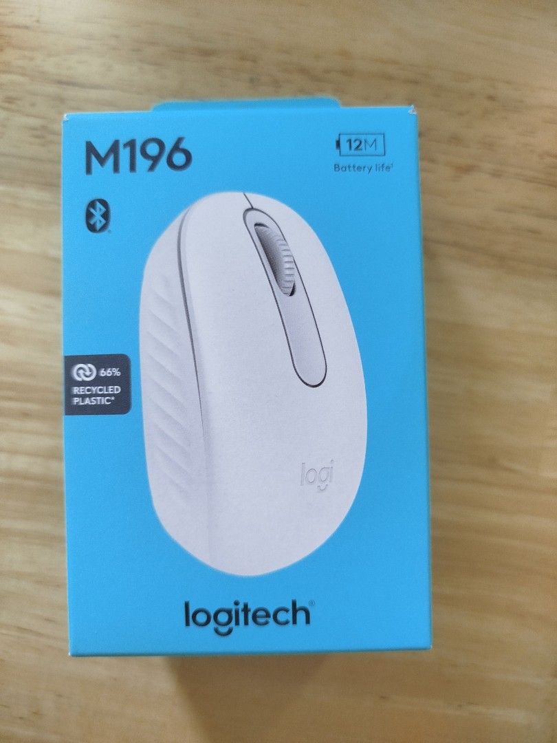 Logitech Wireless Mouse (Category: Mouse & Mousepads) located in Paranaque City. Submitted by kaceys_closet (Listing ID 1447149363, Image 1). Description: - Brand: Logitech - Model: M196 - Type: Wireless Mouse - Color: White - Connectivity: Bluetooth (no receiver needed) - Battery Life: Up to 12 months - Condition: Brand new.