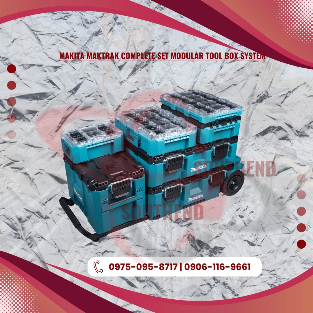 MAKITA MAKTRAK COMPLETE SET MODULAR TOOL BOX SYSTEM (Category: Everything Else Others) located in Caloocan City. Submitted by lauda_southend (Listing ID 1447122146, Image 1). Description: .