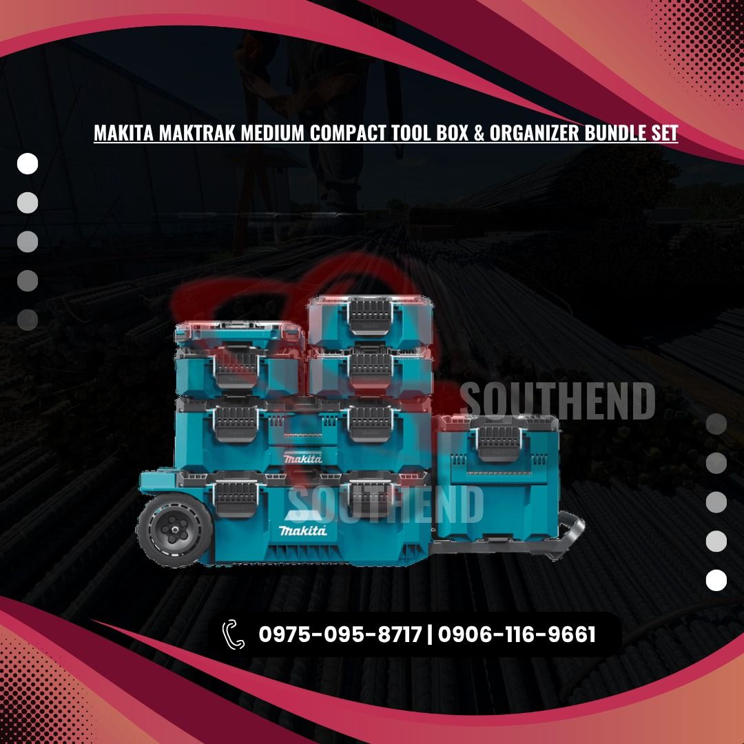 MAKITA MAKTRAK MEDIUM COMPACT TOOL BOX & ORGANIZER BUNDLE SET (Category: Everything Else Others) located in Caloocan City. Submitted by jepoy_southendconstruction (Listing ID 1447175575, Image 1). Description: 𝕆𝕦𝕣 𝕊𝕥𝕖𝕖𝕝 𝕡𝕣𝕠𝕕𝕦𝕔𝕥𝕤 𝕒𝕣𝕖 𝕞𝕒𝕟𝕦𝕗𝕒𝕔𝕥𝕦𝕣𝕖𝕕 𝕞𝕒𝕥𝕖𝕣𝕚𝕒𝕝𝕤 𝕞𝕒𝕕𝕖 𝕗𝕣𝕠𝕞 𝕚𝕣𝕠𝕟 𝕒𝕝𝕝𝕠𝕪𝕖𝕕 𝕡𝕣𝕚𝕞𝕒𝕣𝕚𝕝𝕪 𝕨𝕚𝕥𝕙 𝕔𝕒𝕣𝕓𝕠𝕟 𝕒𝕟𝕕, 𝕚𝕟 𝕤𝕠𝕞𝕖 𝕔𝕒𝕤𝕖𝕤, 𝕠𝕥𝕙𝕖𝕣 𝕖𝕝𝕖𝕞𝕖𝕟𝕥𝕤 𝕥𝕠 𝕖𝕟