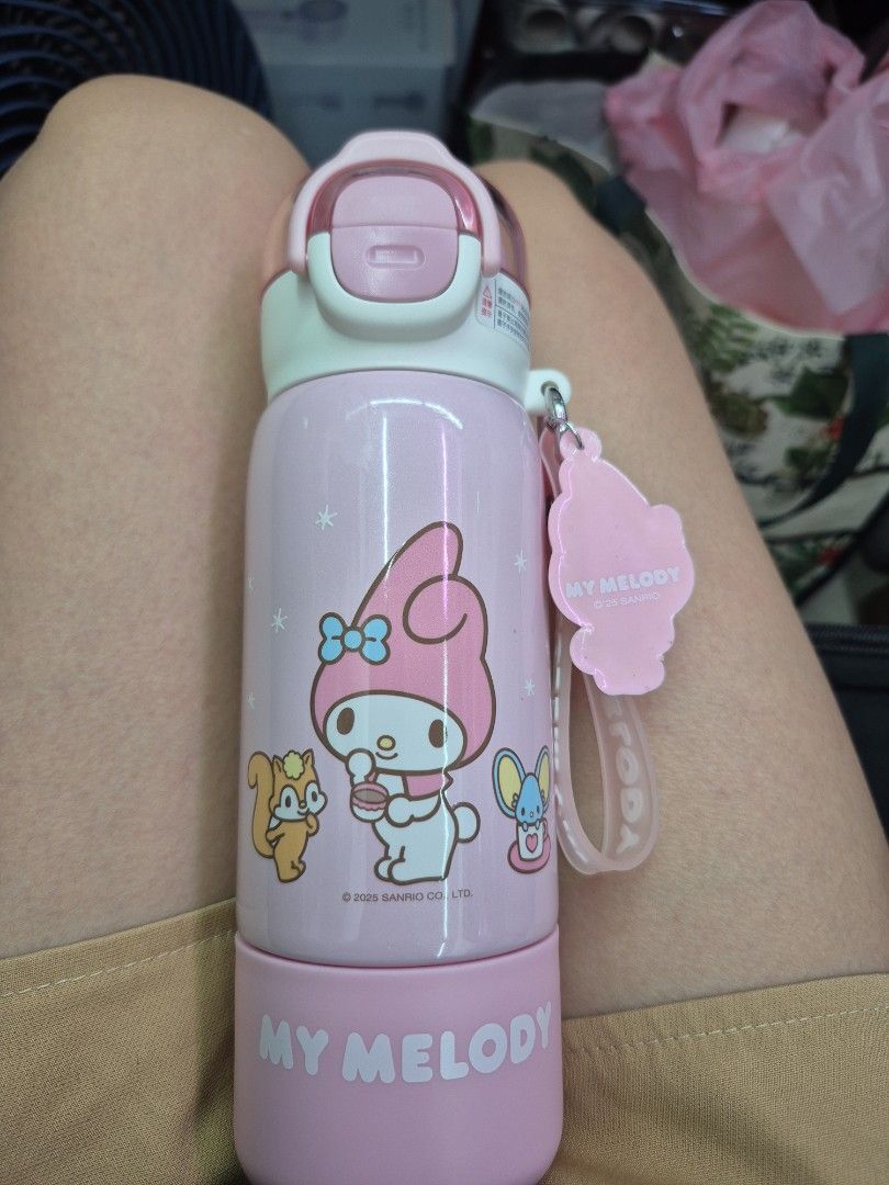 My Melody Pink Insulated Water Bottle with Strap498317746053457920