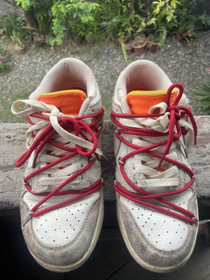 Nike Dunk Low Off-White Lot 17 (Category: Sneakers) located in Cagayan de Oro. Submitted by moisthename_ (Listing ID 1447277077, Image 2). Description: - Nike Dunk Low Off-White (Lot 17) - Size: EU 42 / UK 8 / US 9 - Features original laces and an additional set of red laces - Shows minor signs of wear on the soles and suede material - Highly sought-after by sneaker collectors.