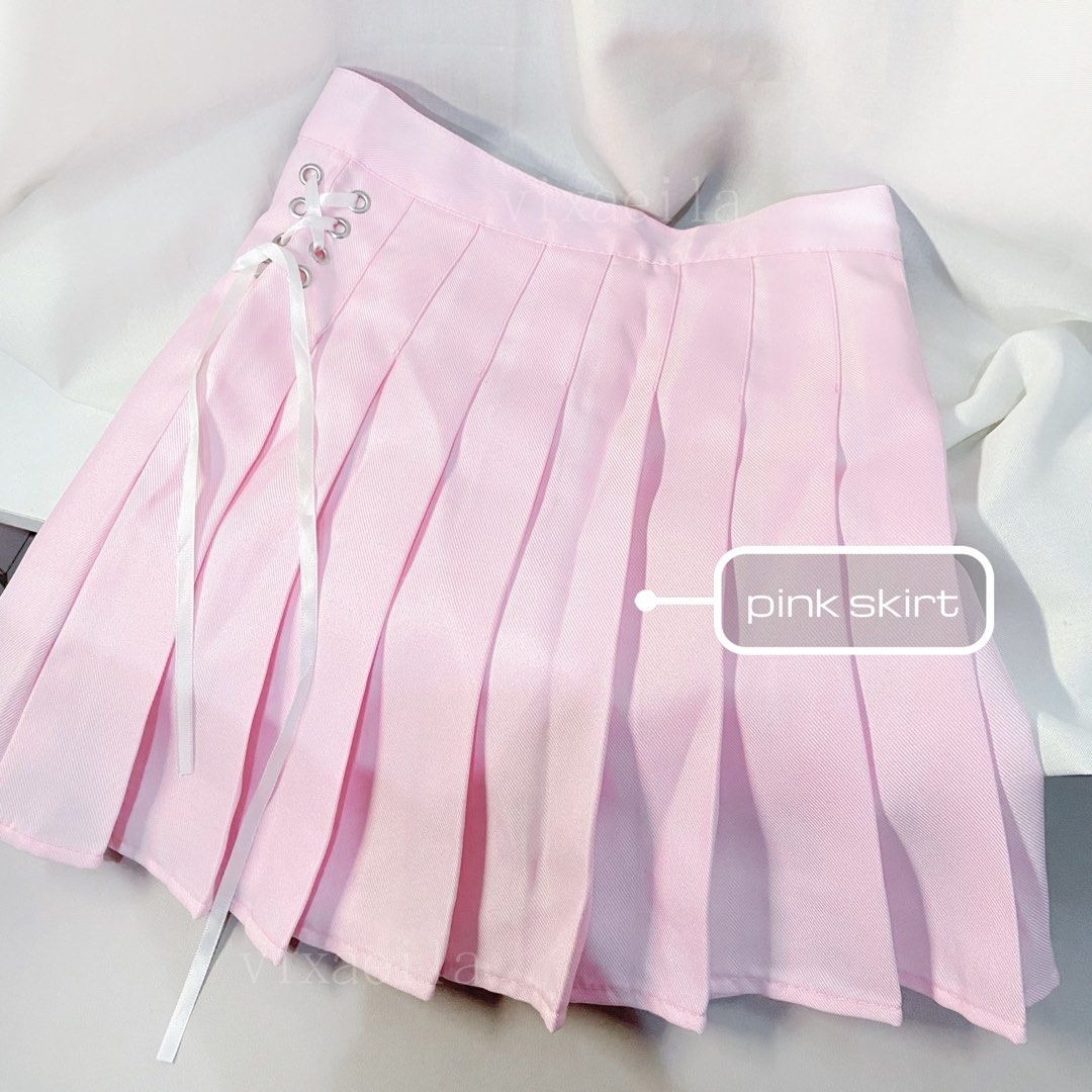 Pink Pleated Mini Skirt (Category: Skirts) located in Manila. Submitted by xaeila (Listing ID 1447259977, Image 1). Description: • Unbranded and New • Pink pleated mini skirtwith white ribbon ties • Size Small • Great for casual wear No issues & can send more photos/videos. 📌. Location: Mandaluyong City or Dasmariñas Cavite.