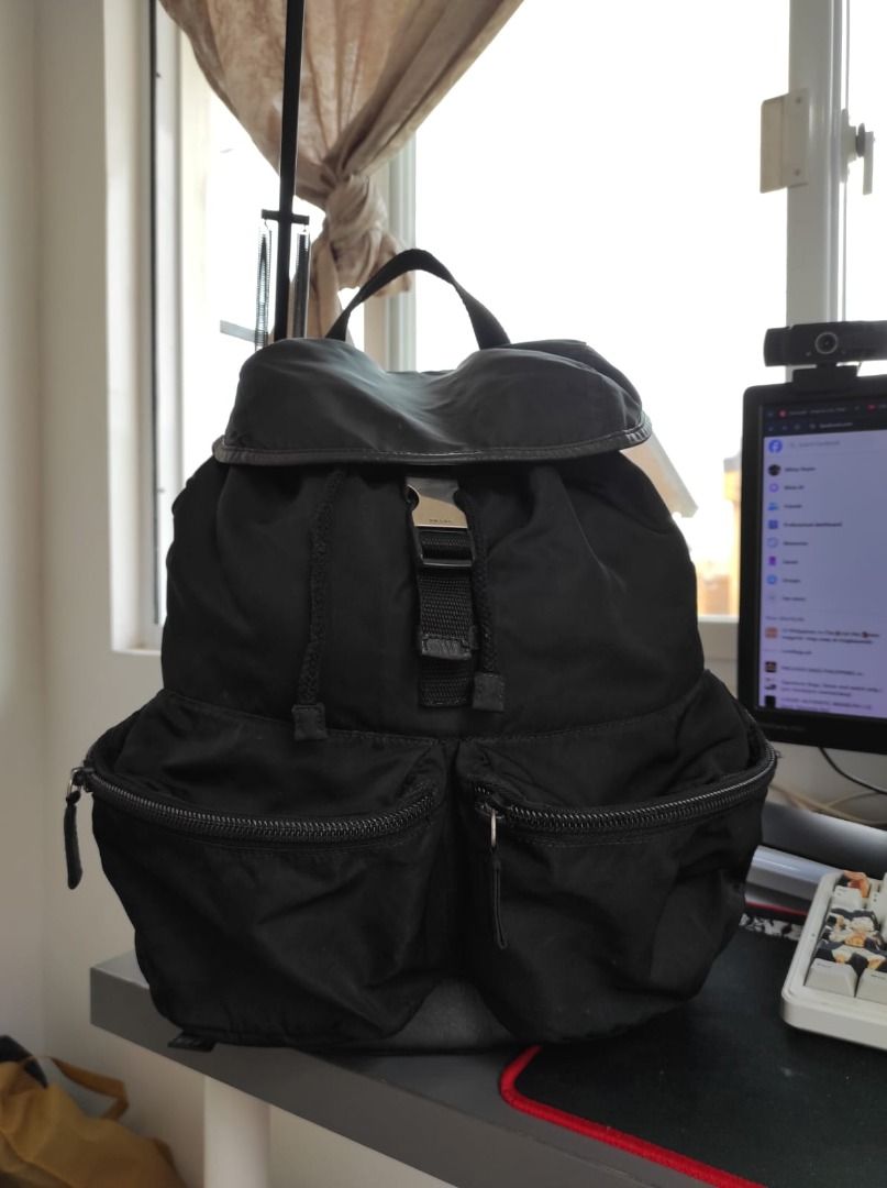 Prada Nylon Backpack Black Made in Italy (Category: Luxury Bags & Wallets) located in Malolos. Submitted by highkeys (Listing ID 1447209437, Image 1). Description: - Authentic Prada backpack - Black nylon material - Made in Italy - Multiple front pockets - Spacious main compartment - Adjustable straps for comfort - Ideal for everyday use or travel.