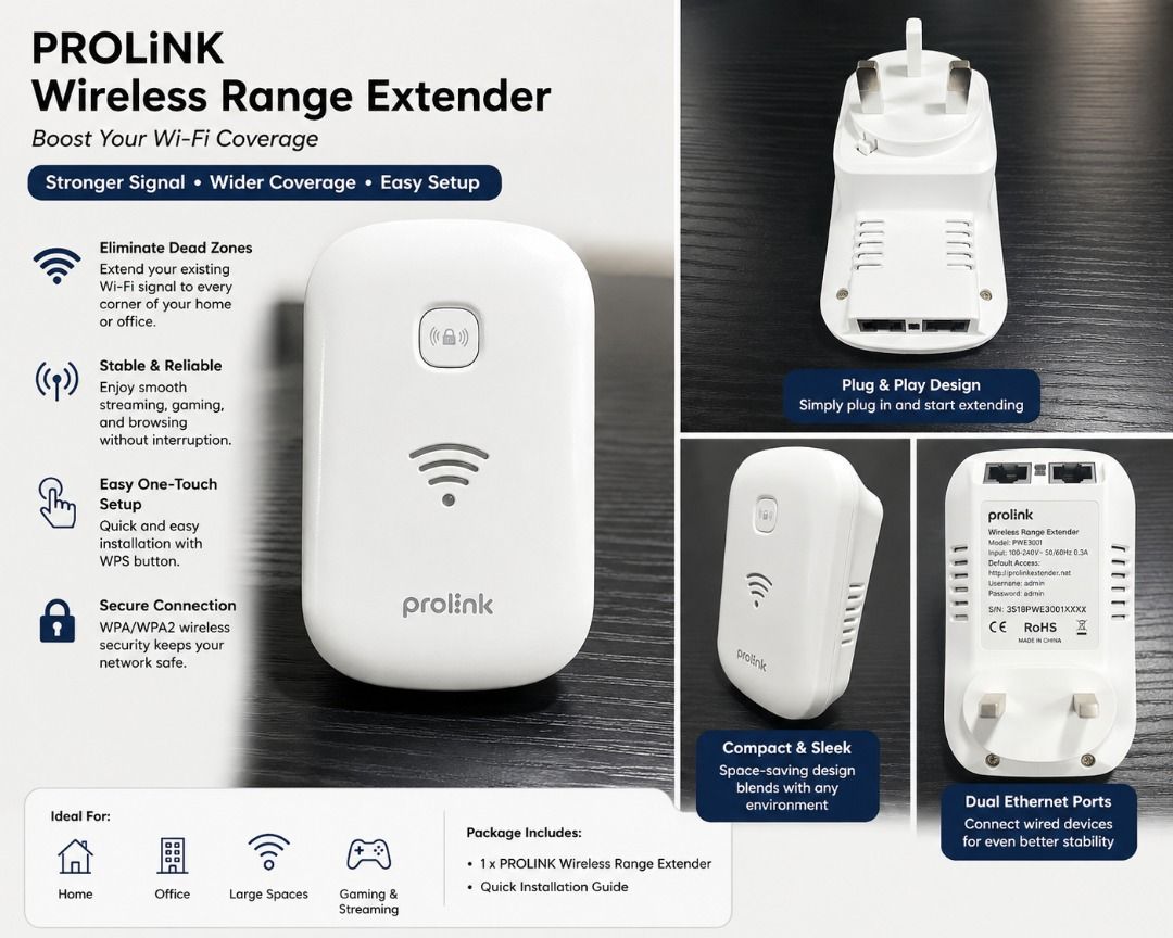 PROLiNK Wireless Range Extender / WiFi Repeater498478571744153600