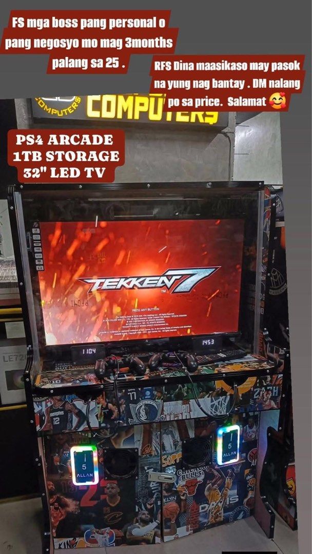 PS4 Arcade Machine with 1TB Storage and 32" LED TV (Category: PlayStation) located in Manila. Submitted by fp69gh6jpx80545 (Listing ID 1447204542, Image 1). Description: - PS4 Arcade Machine with 1TB storage - Includes a 32-inch LED TV - Lightly used (approx. 3 months) - Ideal for personal entertainment or business venture - Selling because seller is busy with work .