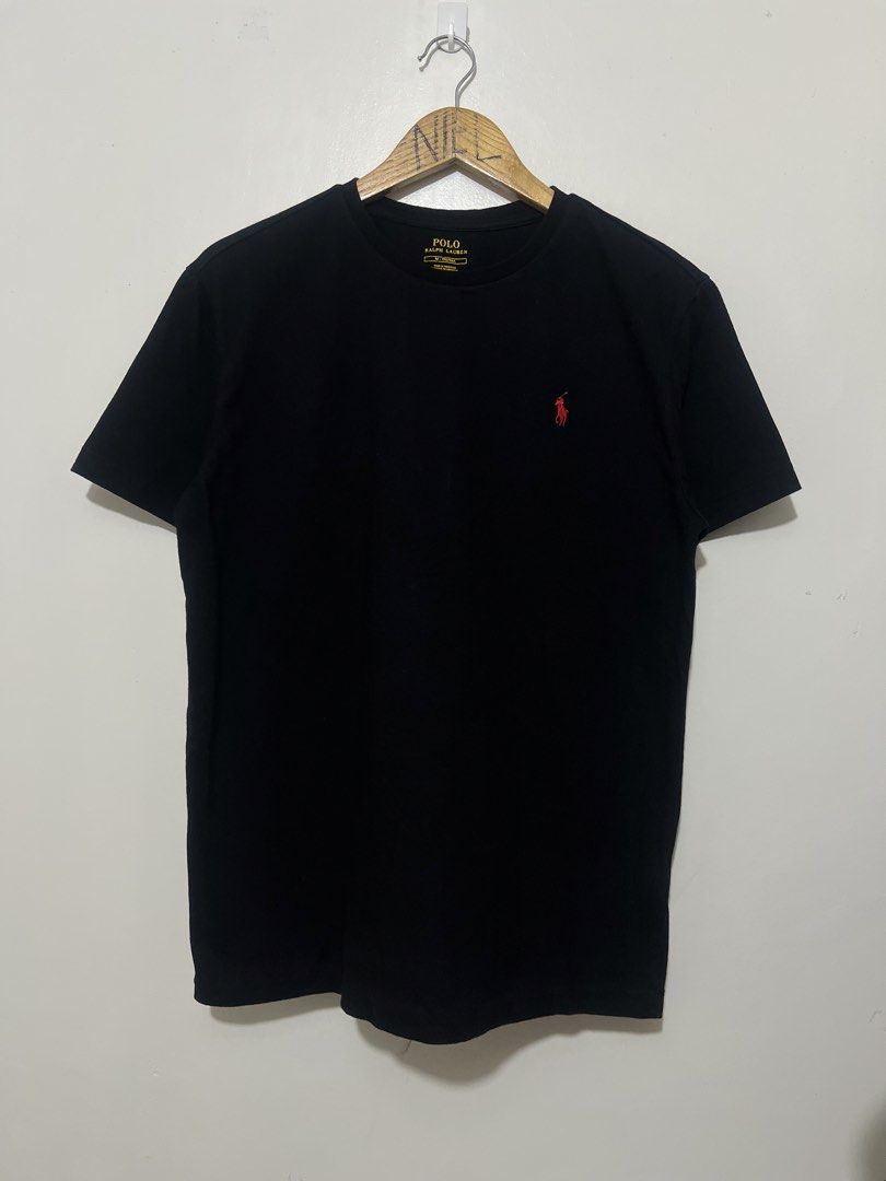 Ralph Lauren Black t shirt (Category: Formal Shirts) located in Bacolod City. Submitted by thriftppy_ (Listing ID 1447278435, Image 2). Description: Size Medium Width: 21 Length: 27 Color rate: 10/10 Condition: Excellent near new Issue: none DM for sure buyers 📥 Mode of payment:GCASH, BANK TRANSFER Unli vouch and vc for safety transaction. 📌Color may vary due to lighting📸 📦 Shipping via JNT EXPRESS🚚 📍Location: Bacolod City, Negros Occidenta