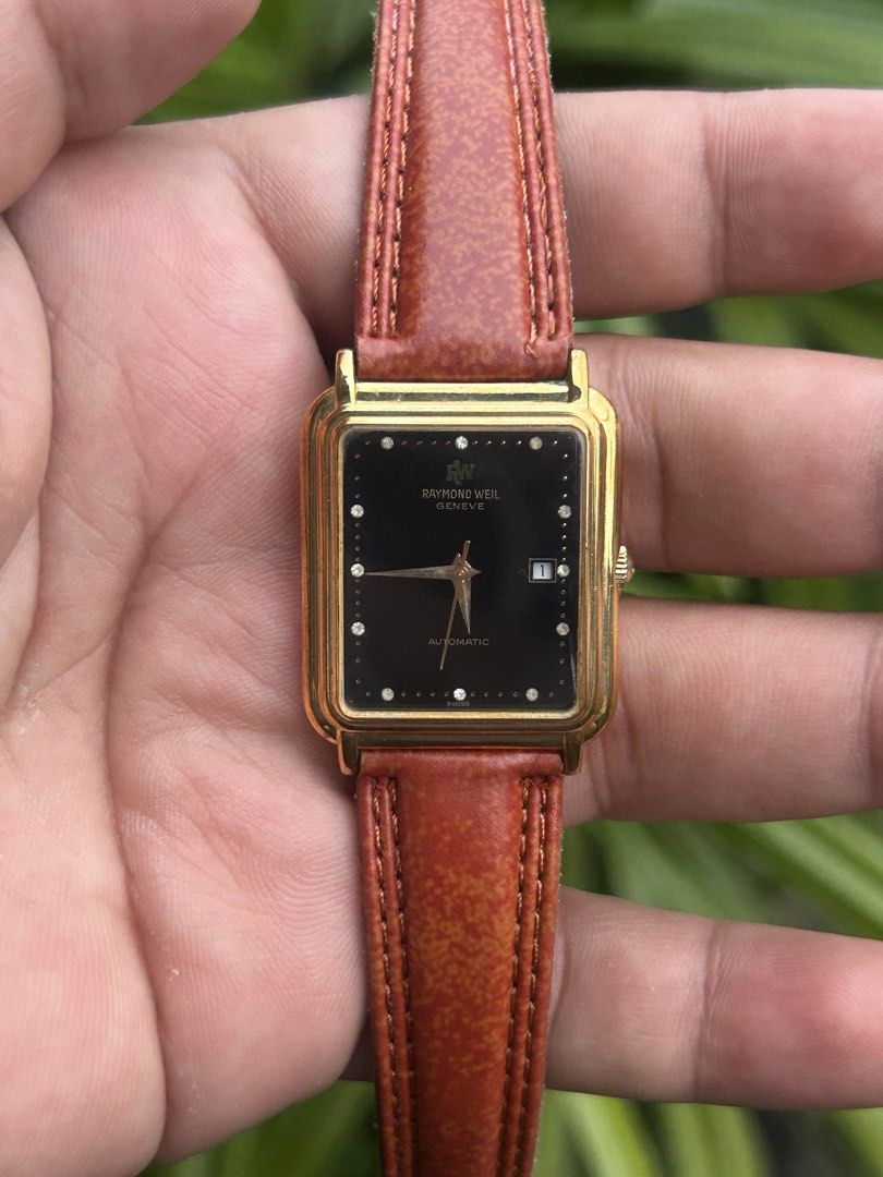 Raymond Weil (Category: Men's Watches) located in Manila. Submitted by timer_starts (Listing ID 1447142858, Image 2). Description: Ref: 2612 Movement: Automatic Size: 29mm Case Material: 18k Goldplated Case shape: Tank.