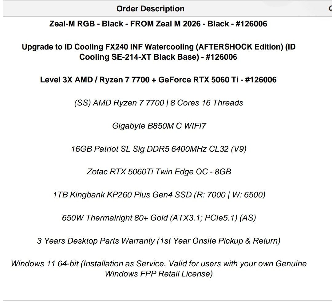 Rtx 5060ti + r7 7700 gaming pc
