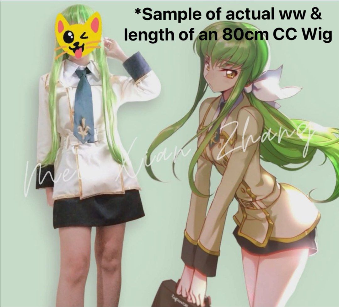 ✨SALE✨ Code Geass CC Cosplay Wig (Category: Hair Accessories) located in Paranaque City. Submitted by maxileeee (Listing ID 1447191642, Image 2). Description: On-hand, Selling for a friend~ Code Geass CC Wig • 80cm (see 2nd pic for a sample actual length of an 80cm wig, pls. do take note that the wig worn in the cosplay photo is a different wig) • Lace type • Used twice (slightly frizzy) • Manmei brand raw po ata, bought on Taobao • Naka zip ties