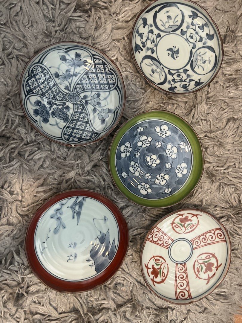 Set of 5 Japanese Style Ceramic Plates