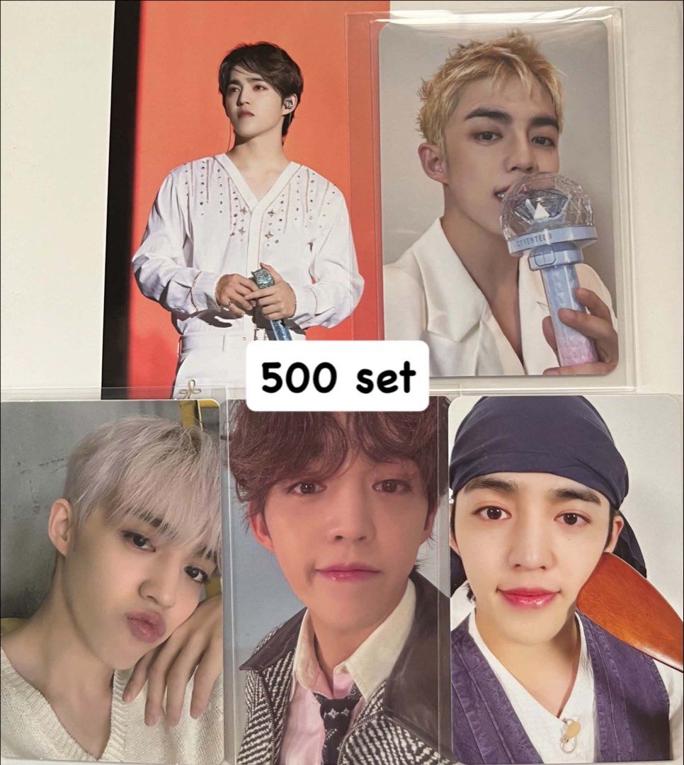 Seventeen Scoups Random Set (Category: K-Wave Merchandise) located in Cebu City. Submitted by riyaaaaa_ (Listing ID 1447187991, Image 1). Description: PHP 500 Set PAYO , Onhand MOD : JNT Loc : Cebu X sensi , good condi DM to claim!.