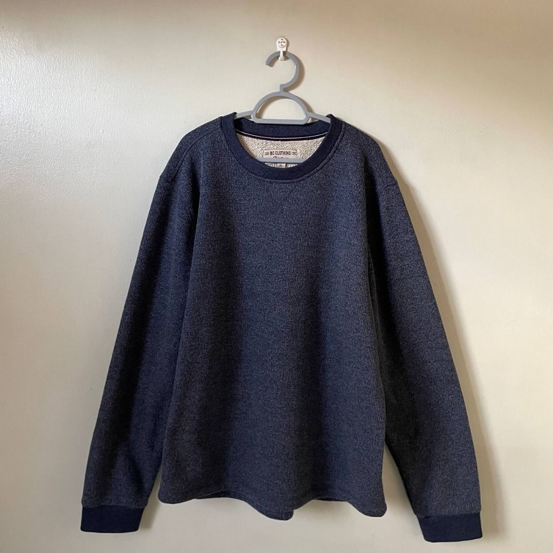 Sherpa Lined Sweatshirt XL (Category: Coats, Jackets and Outerwear) located in Paranaque City. Submitted by aidorcus (Listing ID 1447174206, Image 1). Description: - Dark blue textured sweatshirt - The B.C. Clothing Co. Heritage line - Lined with soft sherpa for extra warmth - Size XL - Made in Vietnam - Ideal for cooler weather.