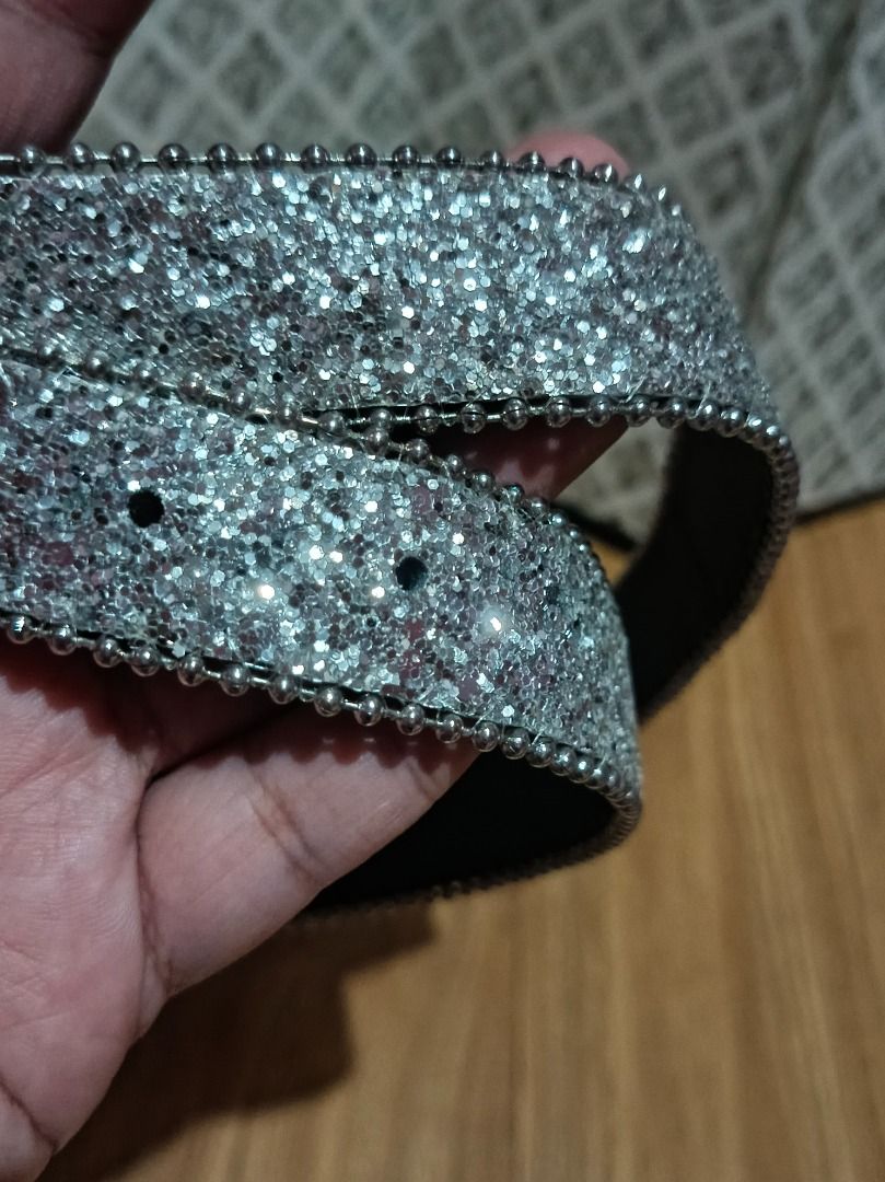 Sparkly Glitter Belt with Star Buckle (Category: Belts) located in Makati City. Submitted by nyxhemera26 (Listing ID 1447291479, Image 3). Description: Sparkly Glitter Belt with Star Buckle - 41 inches end to end - Silver finish star buckle with glitter - Beaded edge detail - Perfect for adding shine to any outfit - Buckle closure.