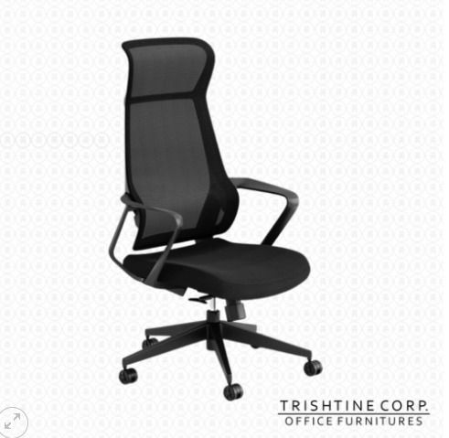TEX-220 | High Back Mesh Executive Chair (Category: Office Furniture & Fixtures) located in Caloocan City. Submitted by jimtapitan_trishtinecorp. (Listing ID 1447183802, Image 1). Description: - High-back black mesh office chair - Ergonomic design for maximum comfort - Swivels and features wheels for easy mobility - Perfect for any home or office workspace - Quality product from Trishtine Corp. Office Furnitures.