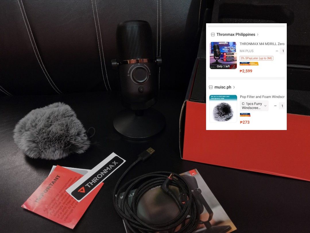 Thronmax Mdrill Zero Plus Condenser Microphone (Category: Microphones) located in Cordon. Submitted by jake4_ (Listing ID 1446797229, Image 2). Description: Brand: Thronmax Model: Mdrill Zero Plus Type: Condenser Microphone Color: Jet Black FEATURES: ✔ High-definition Studio Grade Recording ✔ 2 Recording Patterns (Cardioid and Omnidirectional) ✔ Smart Knob Controlling ✔ 96KHZ 24BIT Recording ✔ 3.5mm socket for Audio Monitoring ✔ Type-C socket to 