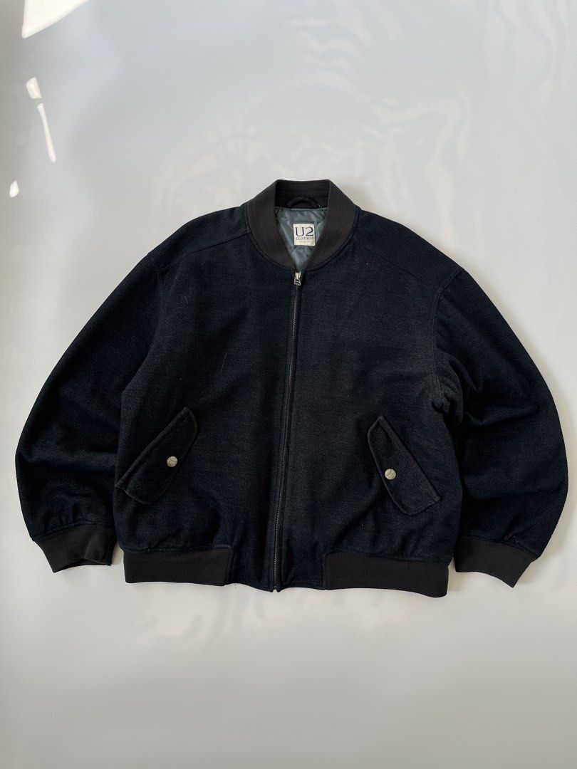 Vintage 90’s Wool Flight Bomber Jacket (Category: Coats, Jackets and Outerwear) located in Dagupan City. Submitted by nigsstuff.com (Listing ID 1447275719, Image 1). Description: Vintage 90’s U2 •wool bomber flight jacket In a great condition Issue: minor fade vintage vibe Model Height 5’8 65kgs Size Large “Boxy” Length 24.5 Width: 24.5 Swipe for details Swipe to see the photo and condition of the item.