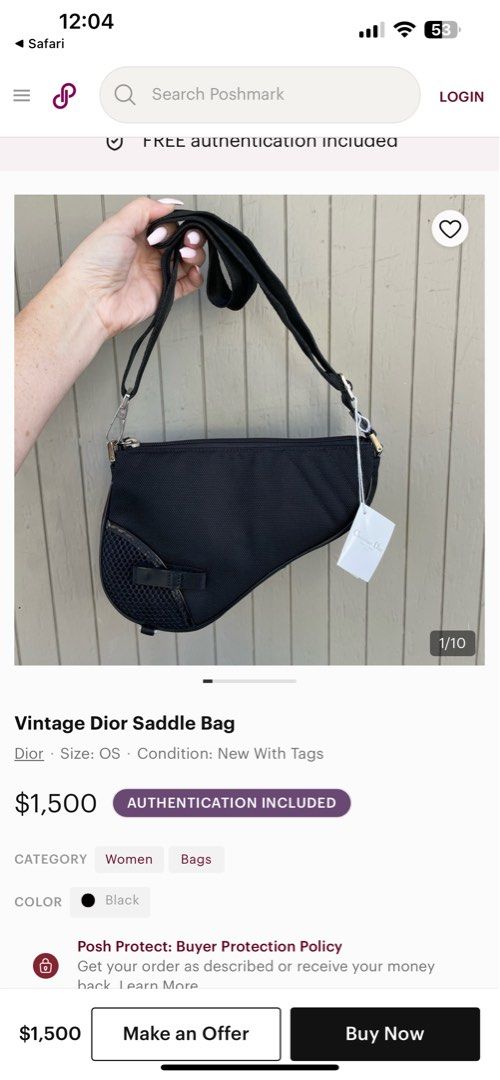 Vintage Dior Black Nylon Saddle Bag (Category: Luxury Bags & Wallets) located in Manila. Submitted by reesesreeses (Listing ID 1447267169, Image 2). Description: - Classic Dior saddle bag - Black nylon fabric - Signature 'D' charm - Mesh detailing on the side - Adjustable strap - Timeless and versatile for everyday use.