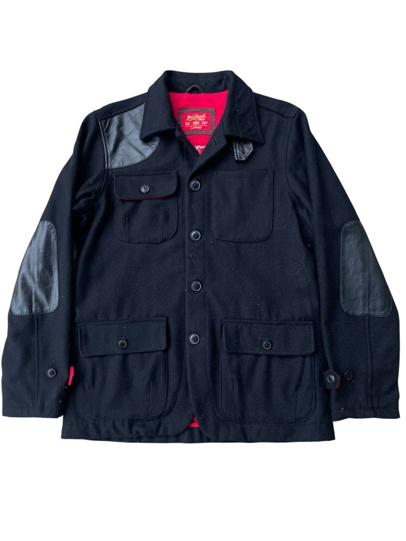 Woolrich Map Lining Leather Patch Wool Jacket (Category: Coats, Jackets and Outerwear) located in Bachok. Submitted by nmsstore (Listing ID 1447281397, Image 1). Description: Measurements: Armpit to Armpit: 21 inches Length: 29 inches Condition: 9/10 Please check all photos for details..