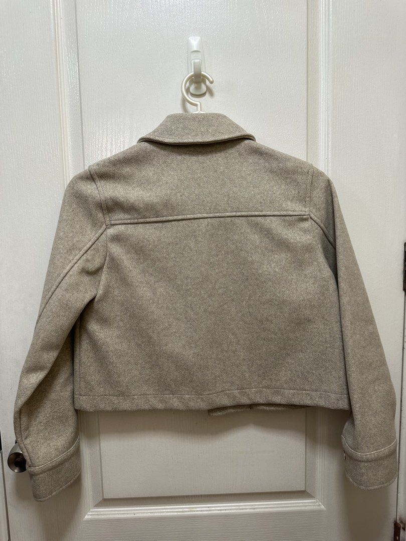 Zara cream jacket (Category: Coats, Jackets and Outerwear) located in Quezon City. Submitted by favesforless (Listing ID 1447207833, Image 3). Description: Used once Condition 9.5/10 Small stain around button (seen in pic; not obvious in person) Price is slightly negotiable.