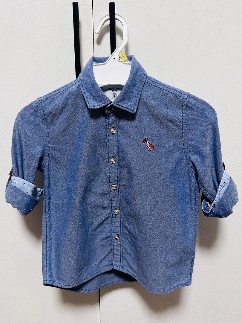 Zara, Gingersnaps, White Button-Up Shirts Bundle - Boys Size 18-24M, 4 (Category: Babies & Kids Fashion) located in Makati City. Submitted by Pipie (Listing ID 1447287983, Image 3). Description: Take all 4 for ₱800 - Bundle of 5 boys' polo long sleeves - Zara blue & white striped long sleeves, size 18-24 months fits 3-4 years old asian - Gingersnaps blue denim-look roll-up sleeves, size 4, with bird embroidery - White button-up shirt with pocket 