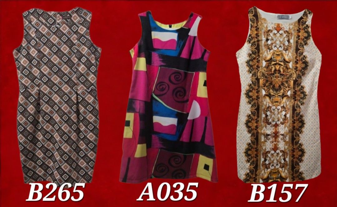 🚨🅢🅐🅛🅔 🏷️💬 𝗣𝗠 𝘂𝘀!》Sleeveless Dresses - B265 A035 B157 shift (Category: Dresses) located in Manila. Submitted by dnmph (Listing ID 1450760309, Image 1). Description: ❗️SOLD PER PIECE AT PRICE INDICATED, unless otherwise specified 🧡B265 - Well used, size M, with lining 🩷A035 - Well used, Length: approx. 36.5 in, Bust: approx. 34.5 to 35 in, Hips: approx. 38 in, Waist: approx. 34 to 34.5 in 💛B157 - Like new, Length: approx. 35 in (Searc