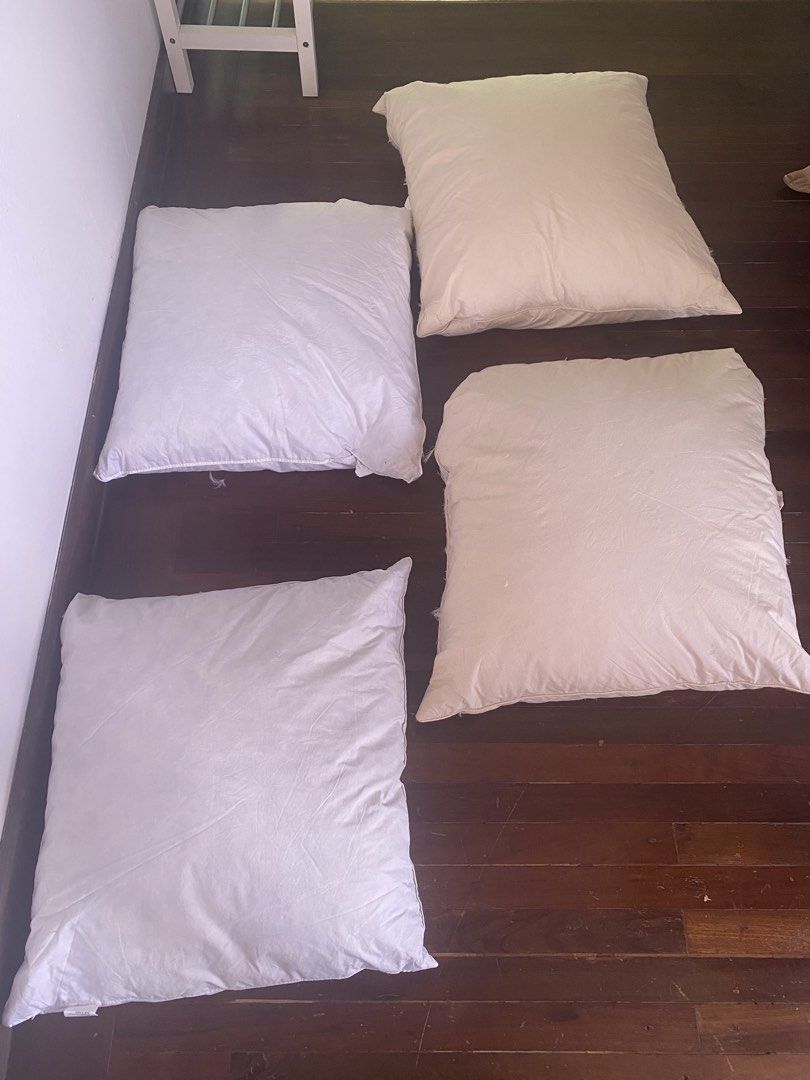 😎🖐️😎50x50 ❤️🌸❤️Set of 4 Square DUCK FEATHER Pillow Inserts🌸❤️🌸COTTON JAPARA COVER 🌸🫟🌸DUCK FEATHER FILL🌸❤️🌸
