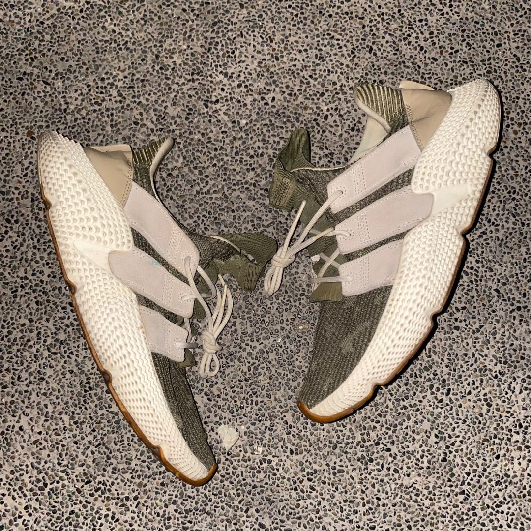 Adidas Prophere Olive Green size 9.5 (Category: Sneakers) located in Manila. Submitted by johnpm (Listing ID 1450736725, Image 1). Description: - Adidas Prophere Sneakers - Color: Olive Green - Size: 9.5 US Men's - Features: Unique textured sole, knit upper, lace-up closure - Perfect for: Casual wear - Reason for selling: No longer needed.