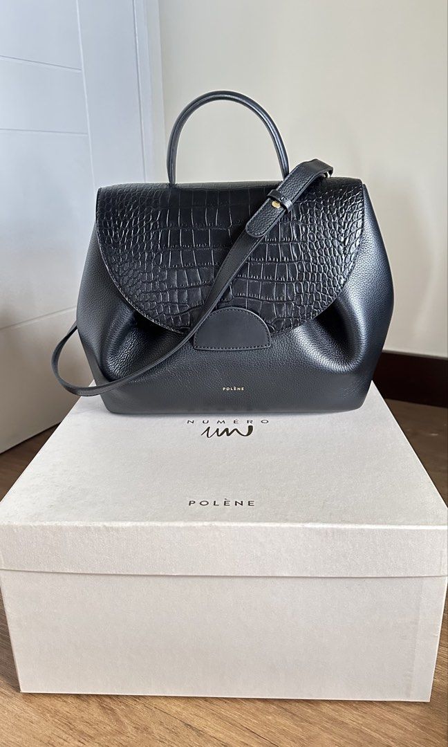 Almost new! Authentic Polene Numero Un🎉 (Category: Luxury Bags & Wallets) located in Pasig City. Submitted by boxfulgoodies (Listing ID 1450761947, Image 1). Description: PLEASE READ FIRST BEFORE ASKING QUESTIONS: Guaranteed Authentic Preloved Numero Un in black - croc embossed THIS IS THE REGULAR SIZE Complete with box and dustbag Condition is almost new, no flaws. Hardware is gold and shiny No rips, rubs, foul smell or anything Pass to lowball