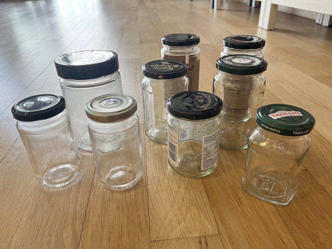 Assorted Glass Jars with Lids for Storage or Crafts