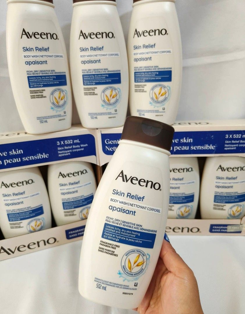 AVEENO BODYWASH (Category: Bath) located in Baguio. Submitted by ellromavariety (Listing ID 1450818860, Image 1). Description: 🌿 Aveeno Skin Relief: The Gentle Care Sensitive Skin Loves! Say goodbye to dry, itchy, or irritated skin! 🚫✨ ✅ Fragrance-free & Soap-free ✅ Nourishing Oat Formula ✅ Cleanses gently, deeply moisturizes ✅ Perfect for sensitive skin types 💧 Size: 532ml | Trusted Quality | 100% Authentic.