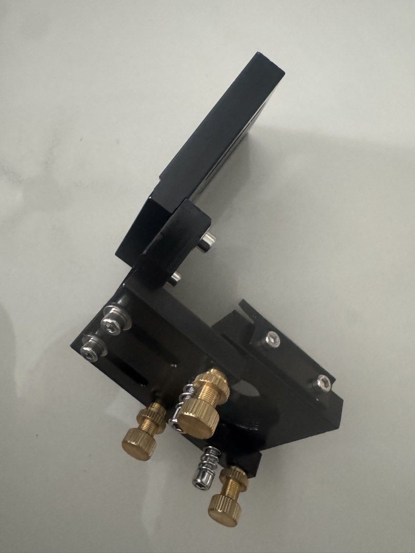 Black Metal Adjustable Mount Bracket with Brass Knobs (Category: Other Home Decor) located in Puchong. Submitted by fhalee (Listing ID 1450820581, Image 1). Description: 2pcs - pair -Solid black metal bracket - Features adjustable brass knobs for secure mounting - Perfect for various mounting applications.