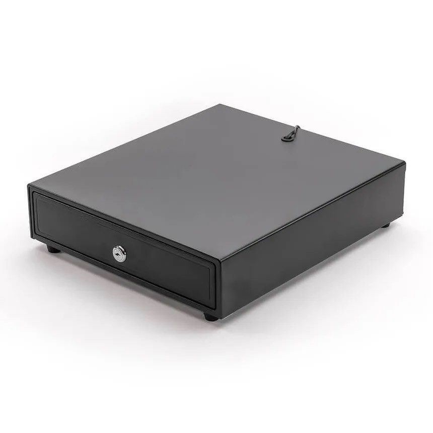 Black Metal Cash Box with Lock and Key