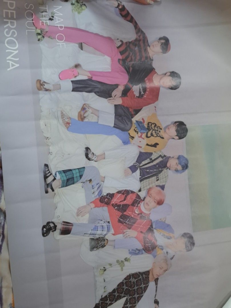 BTS Official Posters: LY and MOTS (Category: K-Wave Merchandise) located in Manila. Submitted by laviendr_ (Listing ID 1450880010, Image 3). Description: - 3 Official BTS posters - 'Love Yourself' and 'Map of the Soul: Persona' concepts - Minor creases due to folding except MOTS poster - Sold as a complete set.