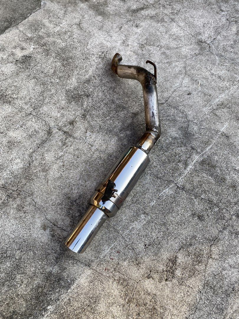 car Exhaust Muffler Pipe (Category: Construction & Building Materials) located in Manila. Submitted by tavorafrancis8096 (Listing ID 1450787916, Image 1). Description: - Motorcycle exhaust muffler - Muffler section retains good shine - Mounting points are intact - Sold as is from blacktop engine corolla.
