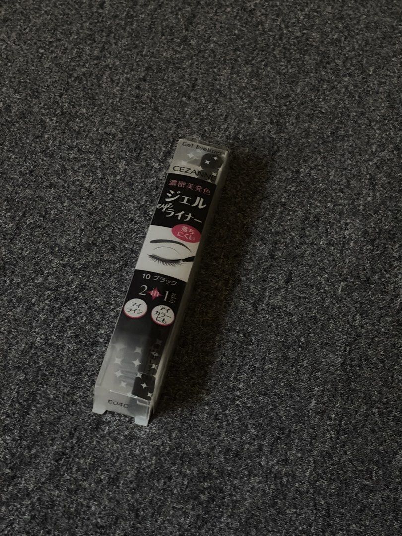 CEZANNE Gel Eyeliner 10 Black (Category: Makeup) located in Pateros City. Submitted by mushdeclutters (Listing ID 1450771921, Image 1). Description: - CEZANNE Gel Eyeliner in shade 10 Black - 2-in-1: Use as eyeliner or eyeshadow - Smudge-proof and long-lasting formula - Achieve sharp lines or a smoky effect - Easy to use, ideal for beginners.