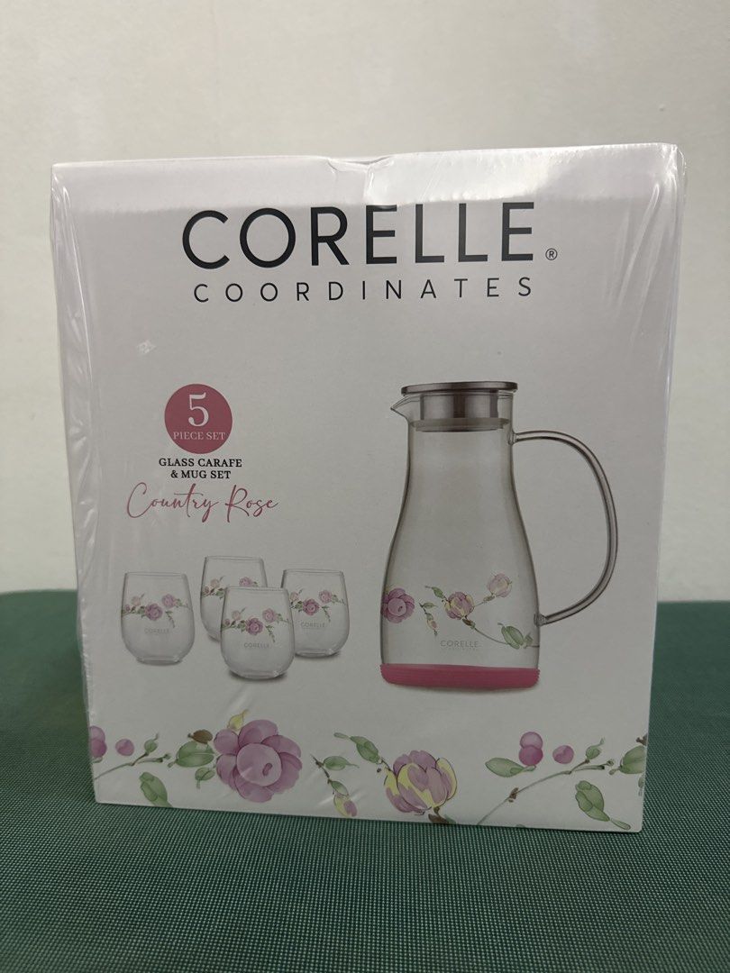 Corelle Country Rose Dinnerware & Carafe Mug Set514625286387814401