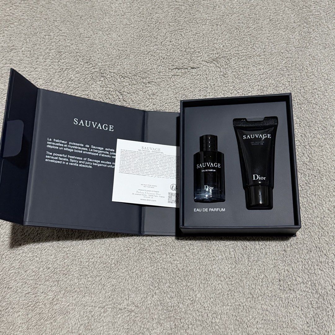 Dior Sauvage Eau de Parfum & Shower Gel Set (Category: Fragrance & Deodorants) located in Las Pinas. Submitted by chocolemon (Listing ID 1450921972, Image 2). Description: - Dior Sauvage Gift Set - Includes 10ml Eau de Parfum - Includes 20ml Shower Gel - Ideal for travel or trying the fragrance - Compact and convenient sizes - Attractive display box packaging - Comes with an info card.